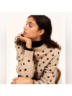 H&M Boxy Fit Polka Dot Crewneck Sweater